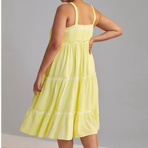 Anthropologie Nell Tiered Midi Dress Citrus - Picture 3 of 8